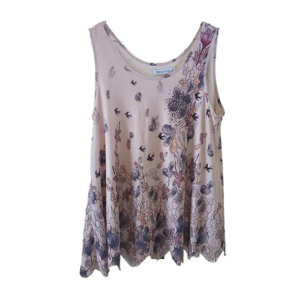 MissLook Peach Floral Short Sleeveless Top - Picture 1 of 4